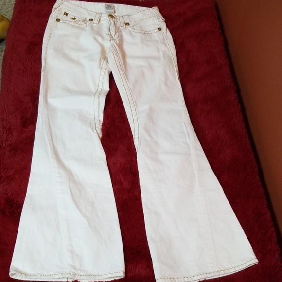 white and gold true religion jeans